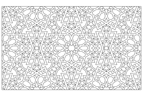 Mosaic Wall Decoration In The Lashar Mosque In Cairo Coloring Page